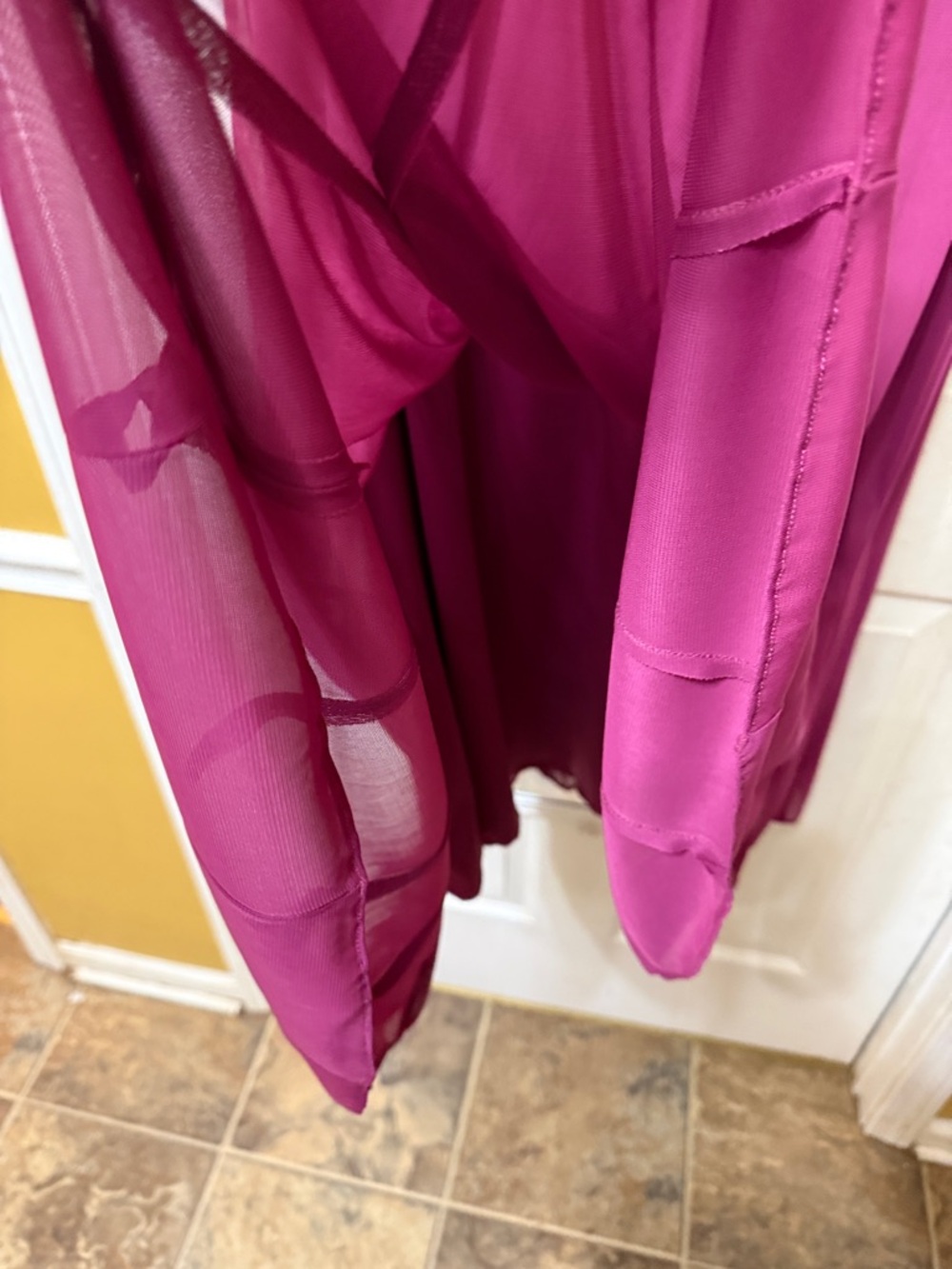 Elegant Lace Overlay Chiffon Dress in Deep Berry - Picture 8 of 11